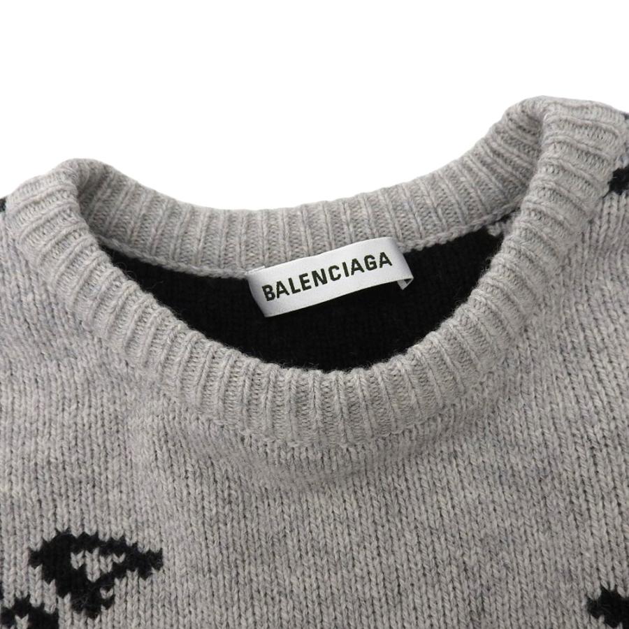 BALENCIAGA ロゴ入りグレーニットセーター バレンシアガBALENCIAGA ニットメンズグレー灰色ロゴ