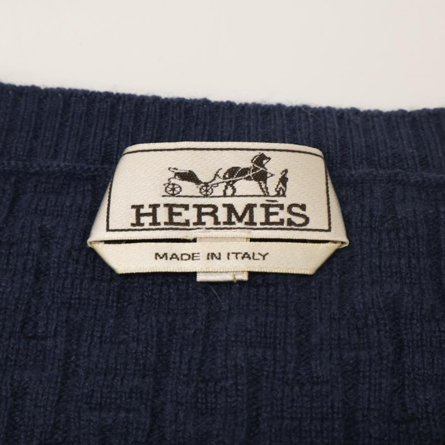 HERMES エルメス ネイビー H プルオーバーカシミヤニット XXL トップス