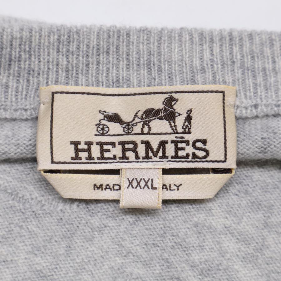 HERMES エルメス カシミヤ100％ エンボス加工 プルオーバー ニット