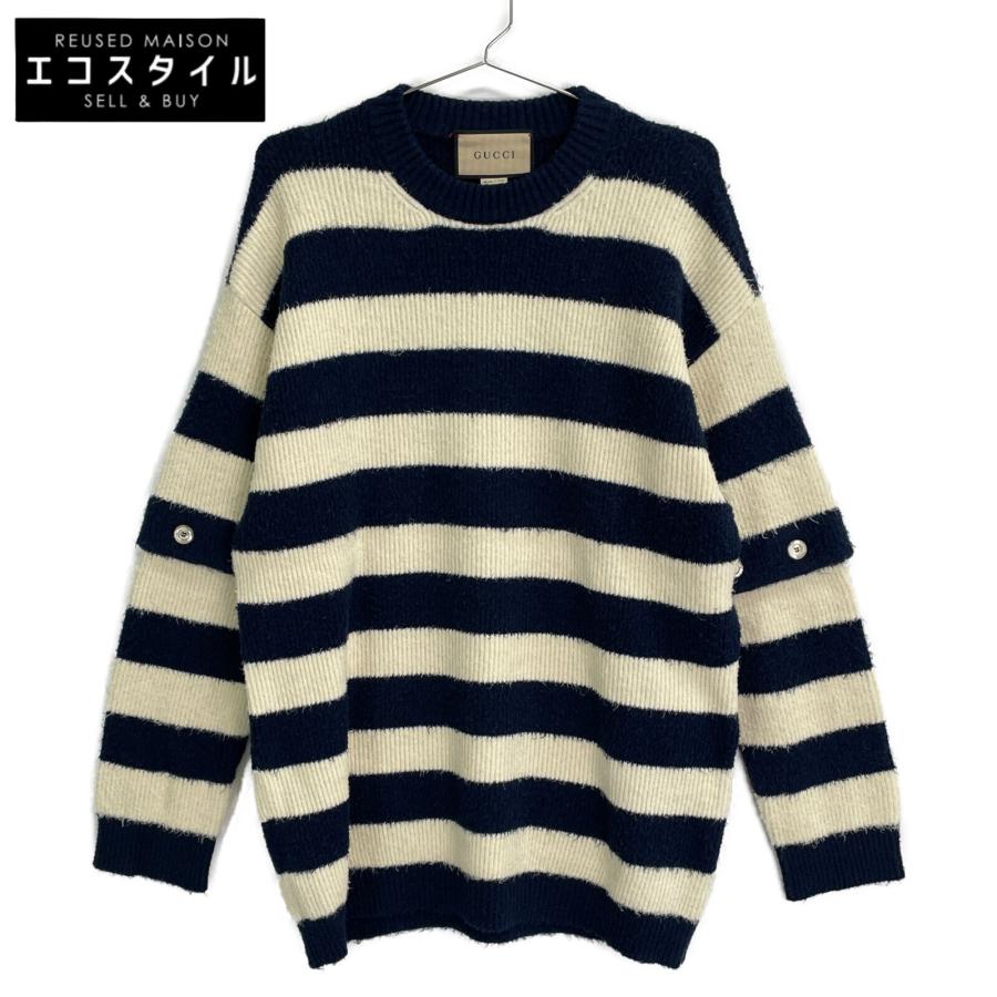 GUCCI（グッチ） 742803 ネイビー×ホワイト ストライプ プルオーバー 