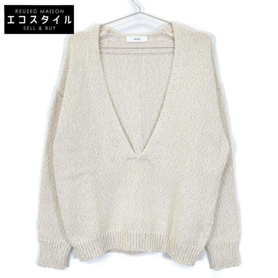 ebure エブール ベージュ カシミヤ混 カラーミックスローゲージ ニット