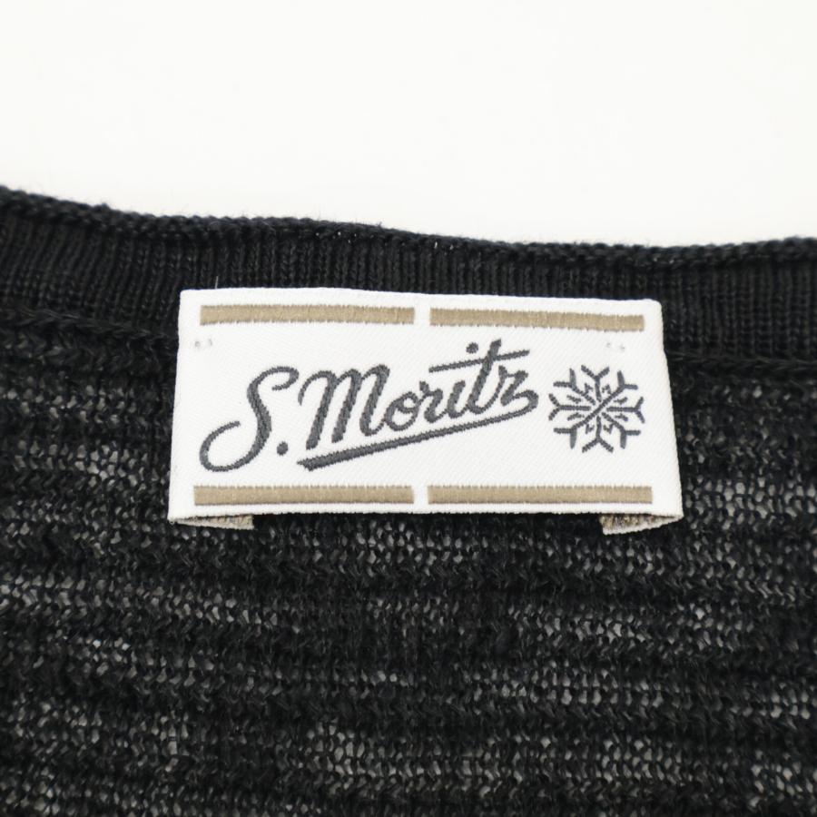 St.Moritz サンモリッツ ブラック リネン シアーメッシュ クルーネック ショートスリーブカットソー 48 St.moritz サンモリッツ ブラック リネン シアーメッシュ クルーネック