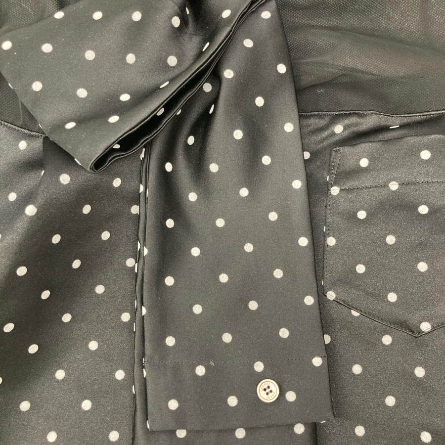 sacai / 長袖シャツ/2/ポリエステル/BLK/ドット/23-06941/23AWPolkaFlockPrintShirt// sacai（サカイ） 23-06941 23年製 ブラック ドット柄リボンシャツ