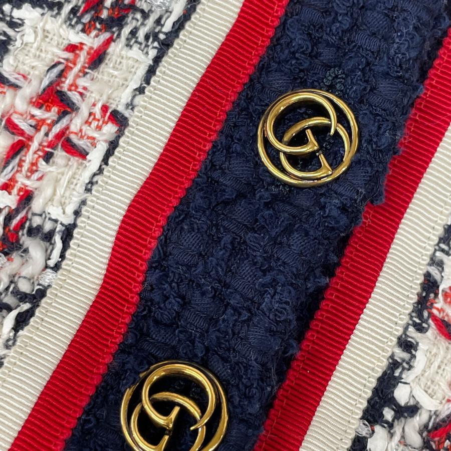 GUCCI グッチ 523675 ZKD96 ホワイト×ネイビー×レッド GGボタン