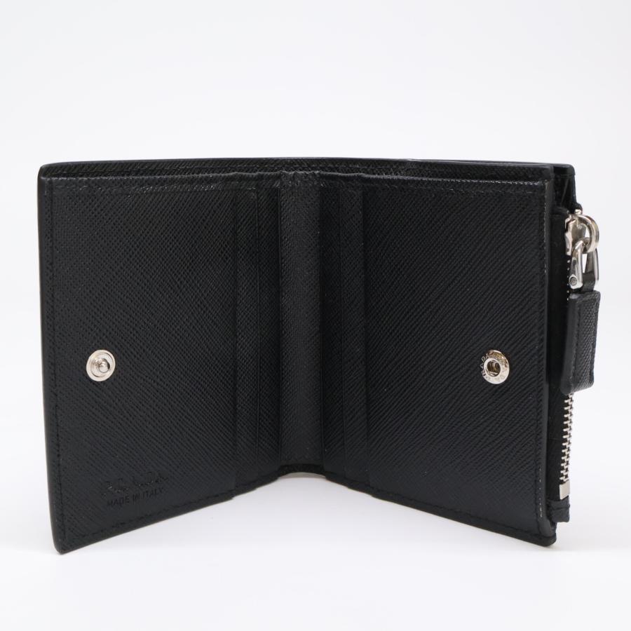 PRADA 美品/ プラダ 2ML049 サフィアーノ トライアングルプレート 二  