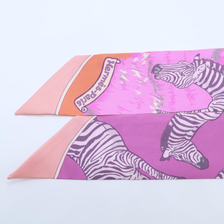 美品 HERMES エルメス Les Zebres ゼブラ シルク ツイリー スカーフ  