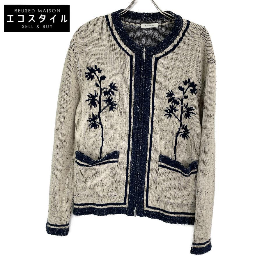 MATSUFUJI マツフジ M231-0504 ベージュ Zip Up Knit Cardigan