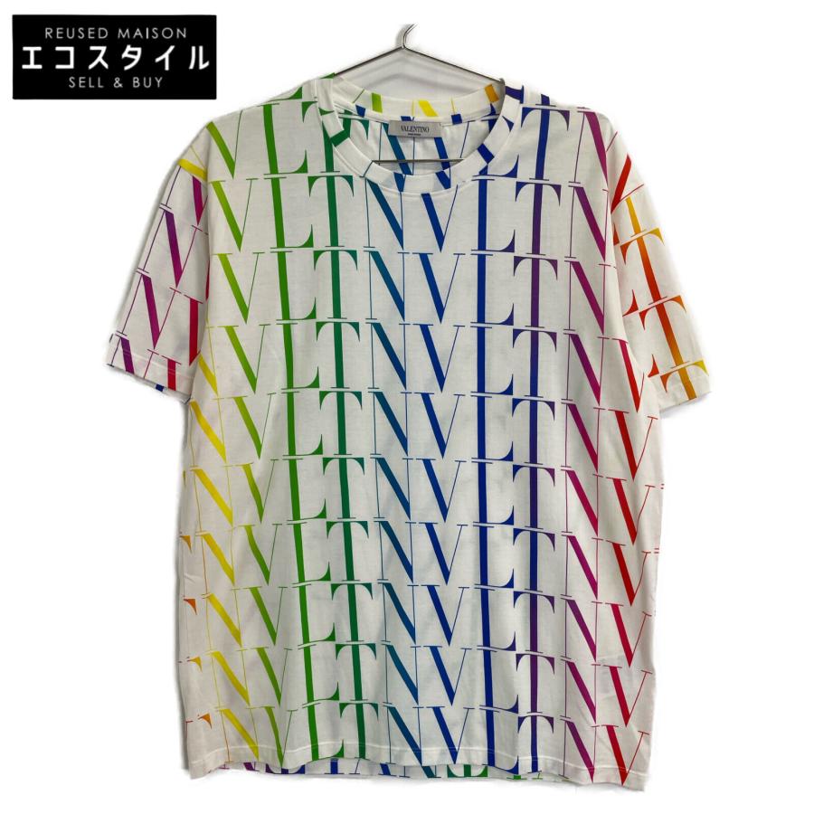 VALENTINO ヴァレンティノ マルチカラー 総柄 クルーネック半袖Tシャツ 