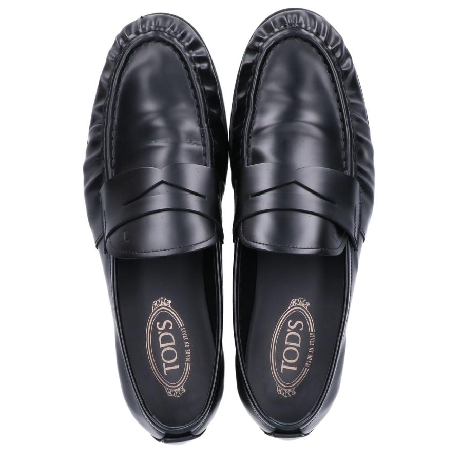 TOD'S ブラック ローファー 391/2 未使用級】TOD'S レザー チェーン金具 ローファー ブラック 391