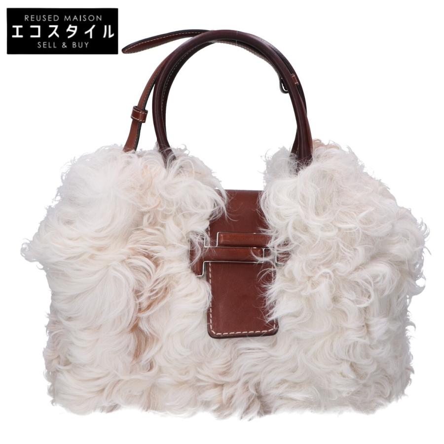 美品 TOD'S トッズ CT39 Double T ダブルT リアルファー 2WAY