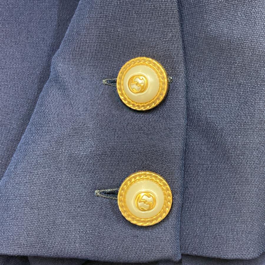 GUCCI（グッチ） 453979 ネイビー×ピンク リボンタイ ワンピース