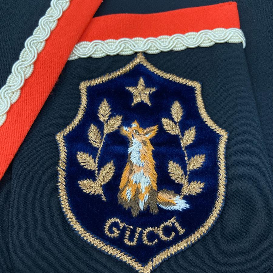 美品GUCCI 花柄刺繍 テーラードジャケット 38 GUCCI グッチ デニムジャケット 花柄刺繍 フローラル GG 38 美品