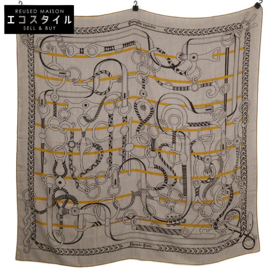美品 HERMES エルメス Panoplie equestre 乗馬装具一式柄 カシミヤx