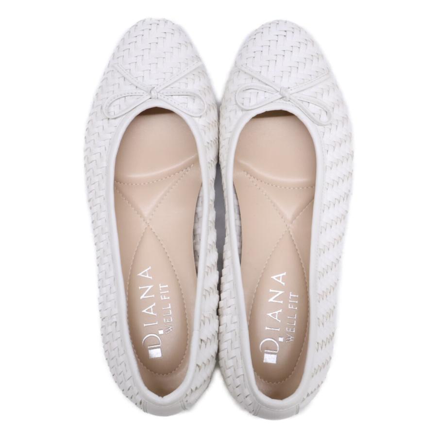 DIANA well fit リボン付きフラット DIANA（ダイアナ） 美品/ WELL FIT ウェルフィット レザー メッシュ