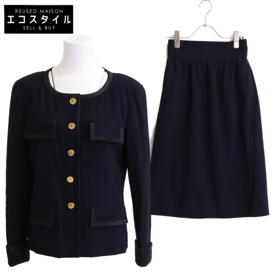 CHANEL シャネル 20639 ウール 象ボタン ノーカラージャケット