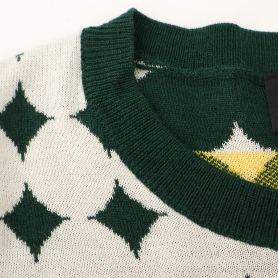 【新品】1piu1uguale3golfウノピゥウクルーネックニット/グリーン6 新品】1piu1uguale3golfウノピゥウクルーネックニット/グリーン6