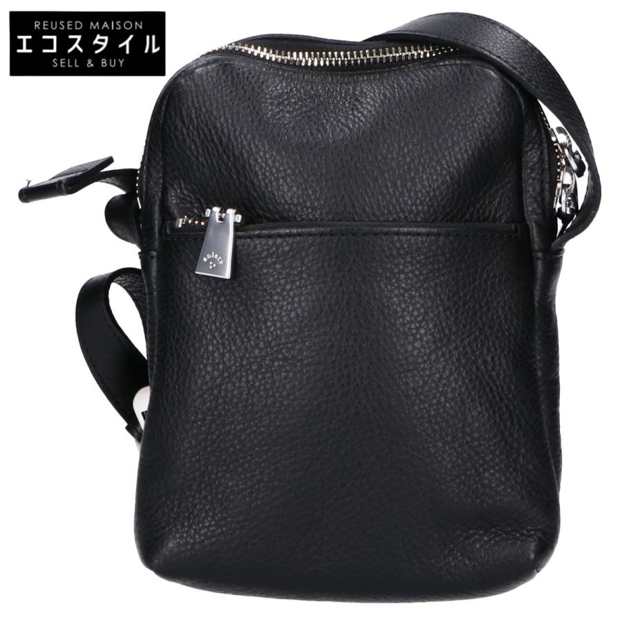 美品/ aniary アニアリ シュリンクレザー ショルダーバッグ ブラック  