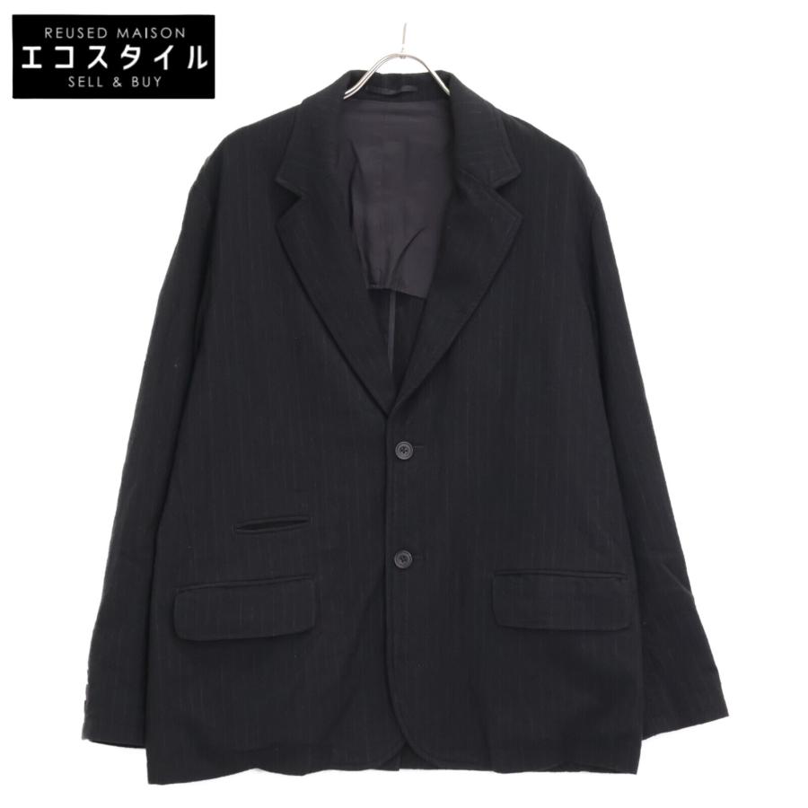 ULTERIOR アルテリア 25AW ブラック WASHED WOOL SILK STRIPE 2B JKT  