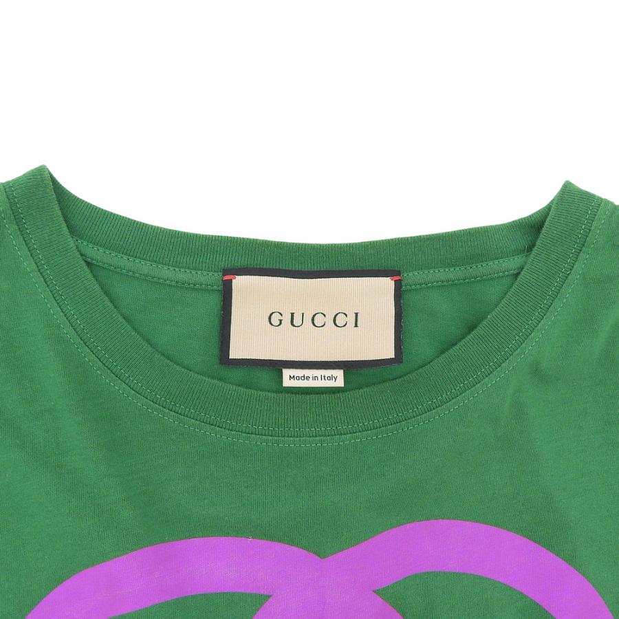 グッチ WOOF WOOF ドッグプリント コットン Tシャツ トップス レディース グリーン S S GUCCI（グッチ） WOOF WOOF ドッグプリント コットン Tシャツ トップス