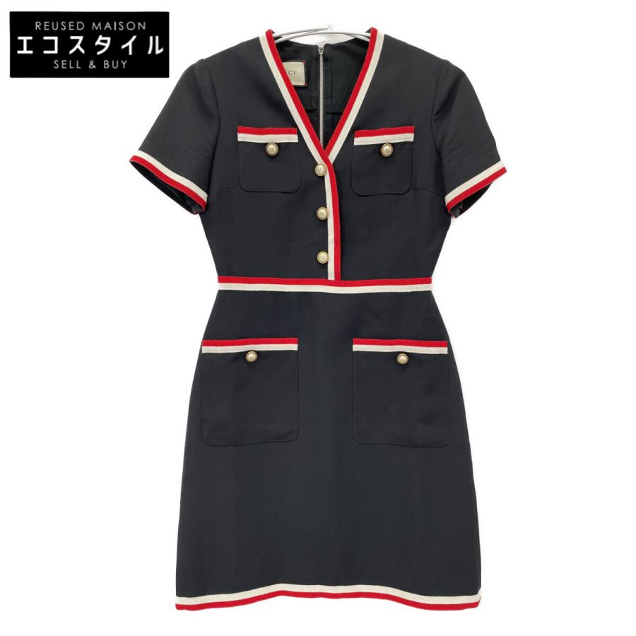 GUCCI グッチ　ブラック ワンピース Sサイズ ゴルフ GUCCI（グッチ） 572304 ネイビー ブラック インターロッキングG