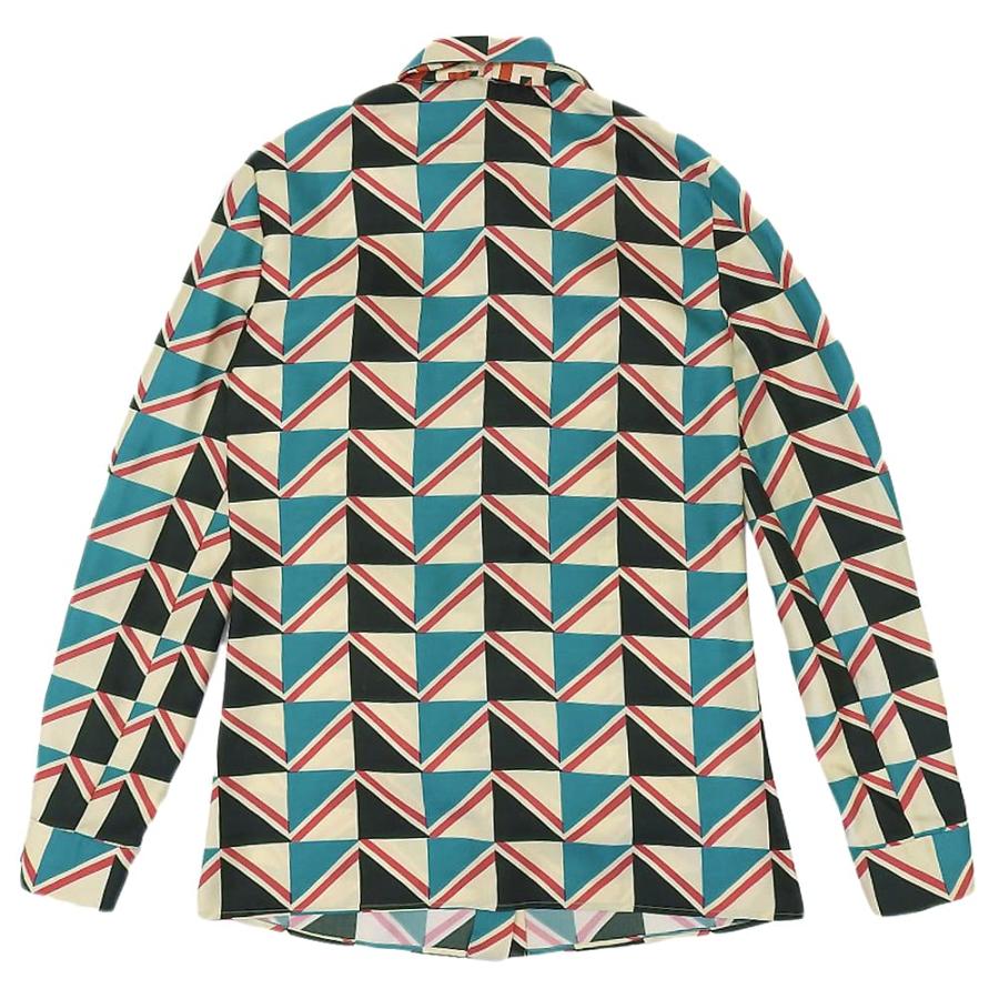 ☆ michelle【美品】グッチ 幾何学模様シルクトップス サイズ36 GUCCI（グッチ） 美品 幾何学模様 ボウタイ シャツブラウス トップス