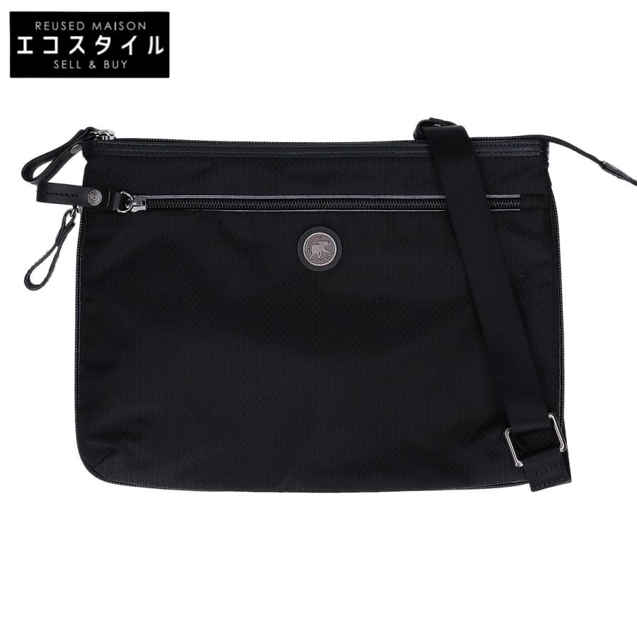 28日まで限定値下げ　Hunting World ブラックレザーショルダーバッグ 美品/ HUNTING WORLD ハンティングワールド ナイロンxレザー