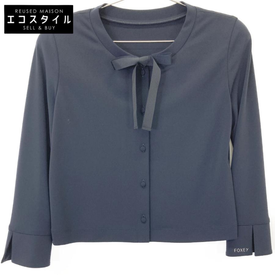 FOXEY（フォクシー） レディボウ ジャージーカーディガン ネイビー 38