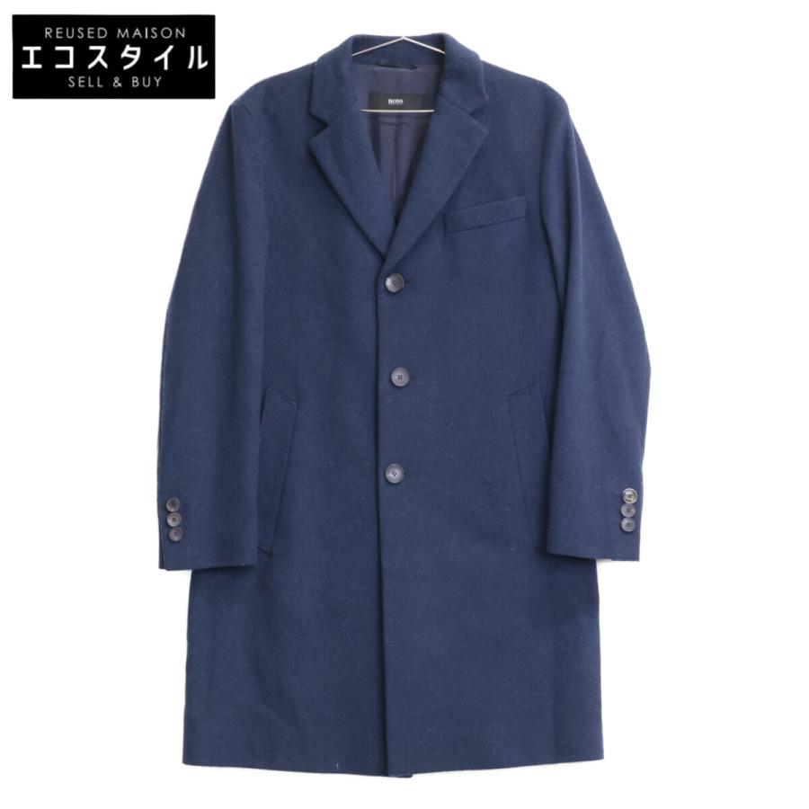 BOSS ボス ダークブルー ウールカシミヤ 3Bチェスターコート ネイビー