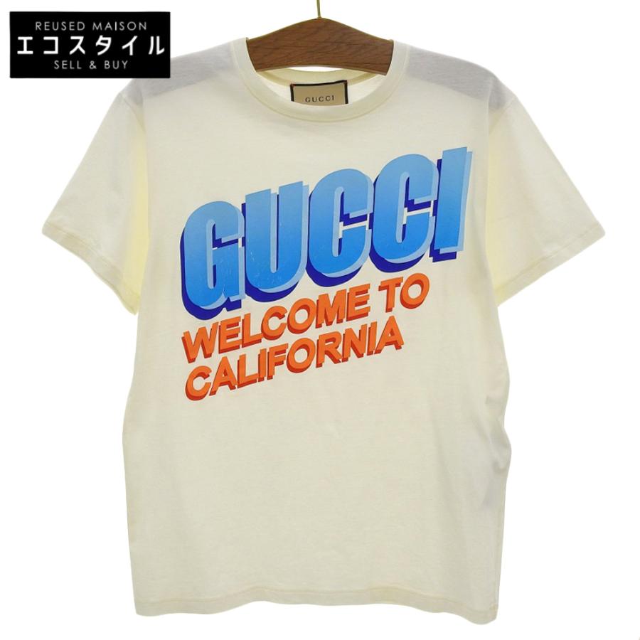 GUCCI グッチ コットン フロントロゴ クルーネック ショートスリーブカットソー トップス メンズ ホワイト×ブルー XXS 615044 XJEEB XXS GUCCI（グッチ） コットン フロントロゴ クルーネック ショート