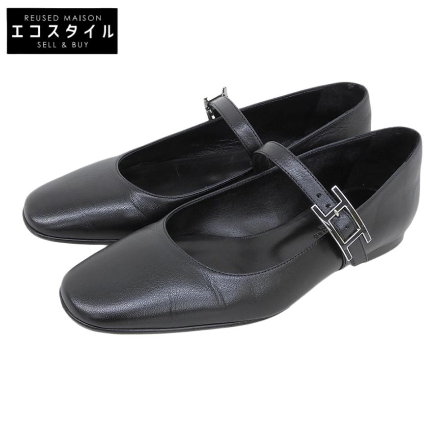 HERMES エルメス ジェーン H金具 バレエシューズ レディース ブラック