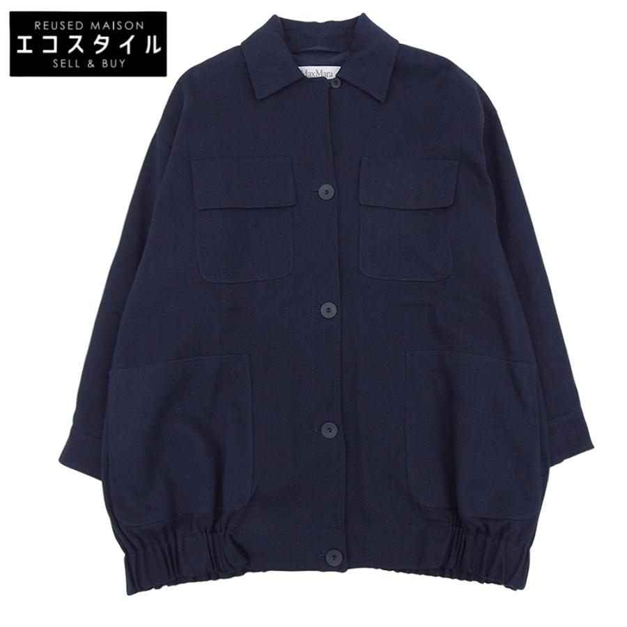 未使用タグ付 XXL マックスマーラ リネン100% テーラードジャケット 紺色 Max Mara（マックスマーラ）テーラードジャケット 紺 サイズ:36(XS位