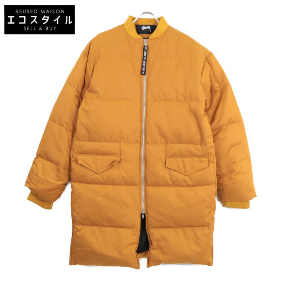 stussy ステューシー イエロー コットン リブカラー サイドジップ ロングダウンコート STUSSY（ステューシー） イエロー コットン リブカラー サイドジップ