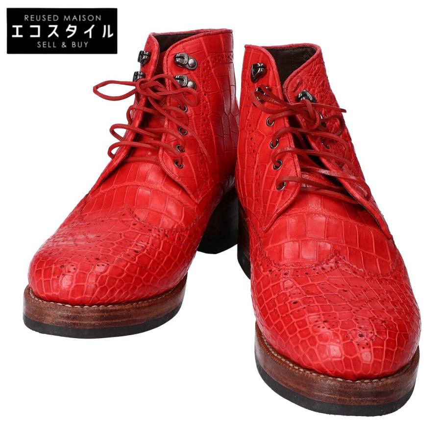 ZELE-PARIS ゼルパリ シューズ 43 レッド メンズ ZELE-PARIS ゼルパリ スペシャルエディション レッド クロコダイル