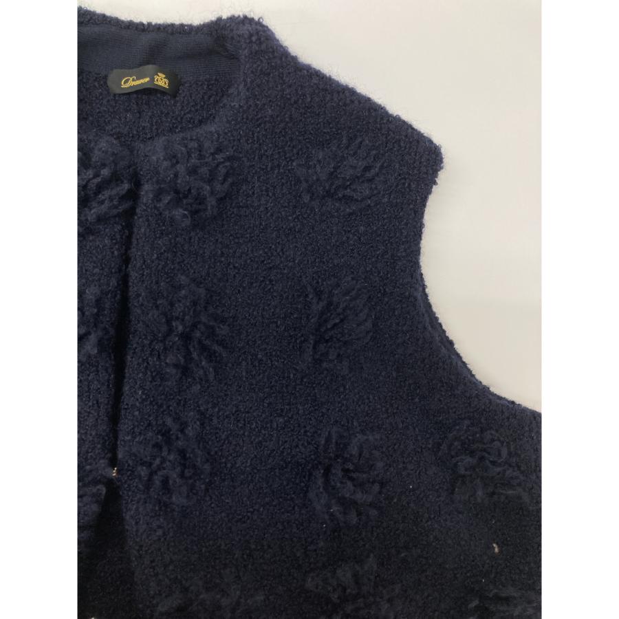 DRAWER ドゥロワー ヘリンボーン ノースリーブ Vネック ジレ ブラウス DRAWER（ドゥロワー） 6515-299-0541 ネイビー ウール×モヘア 7Gミラノ