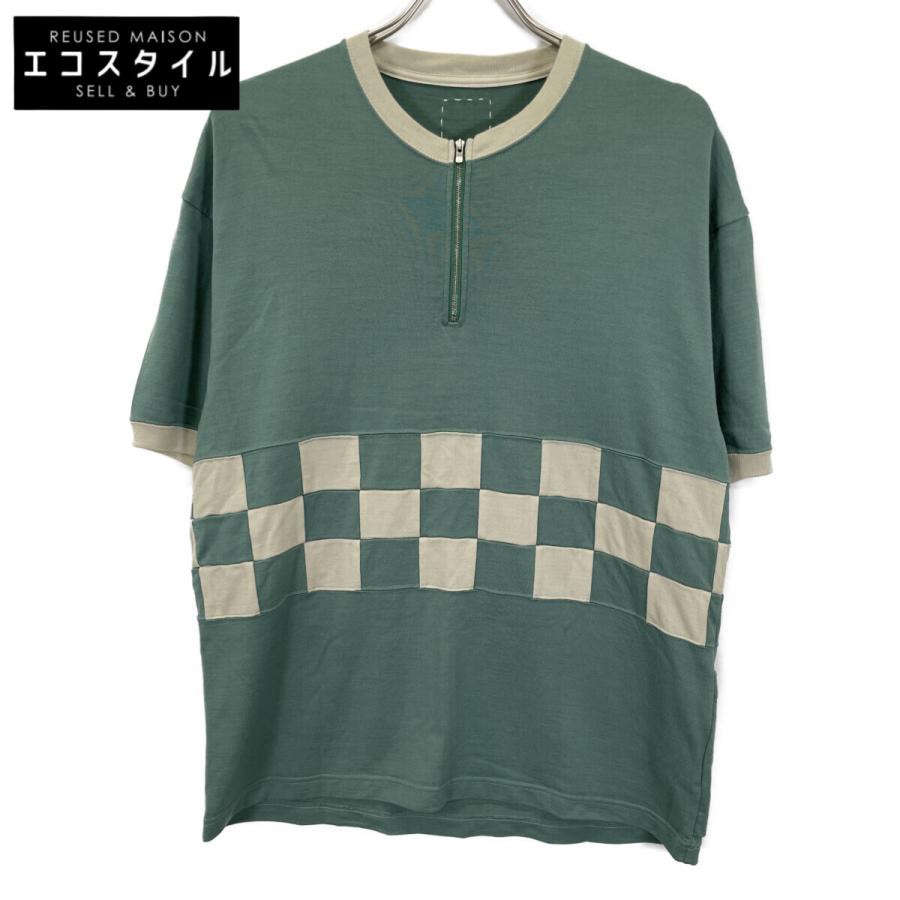 ビズビム 25SS 0125105010007 ｸﾞﾘｰﾝ×ﾎﾜｲﾄ ｳｰﾙ MERCKX CB ZIP P.O ﾁｪｯｸ切り替え ﾊｰﾌｼﾞｯﾌﾟﾆｯﾄｿｰ グリーン VISVIM ビズビム 25SS 0125105010007 グリーン×ホワイト ウール MERCKX