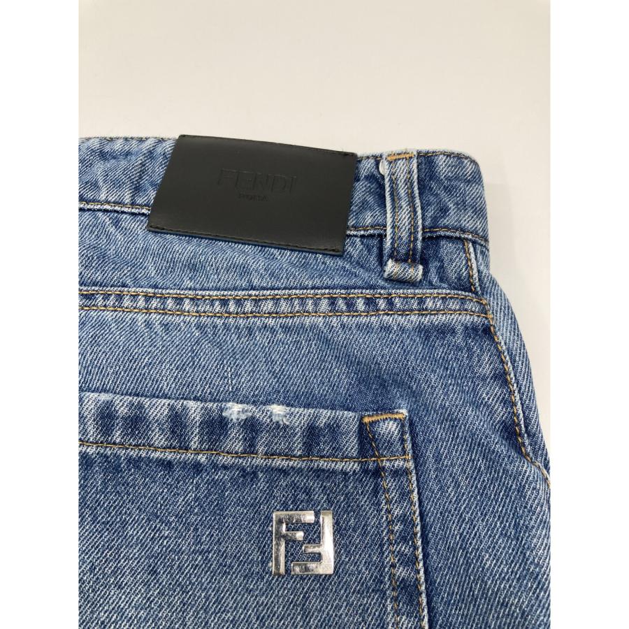 FENDI フェンディ 24年製 FLP358 AS02 ブルー コットン FFメタルプレート ジップフライデニムハーフパンツ 32×34 FENDI（フェンディ） 24年製 FLP358 AS02 ブルー コットン FFメタル