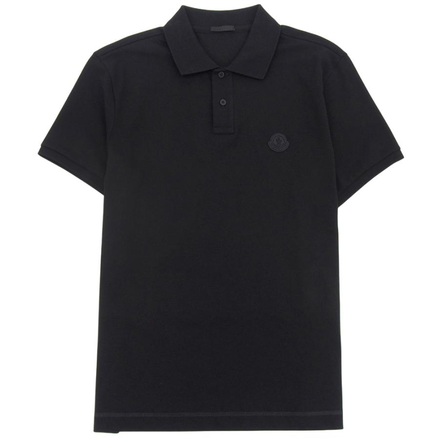 MONCLER モンクレール　半袖ポロシャツ　ブラック　黒 MONCLER（モンクレール） 美品 SS POLO コットン ラバーロゴ半袖