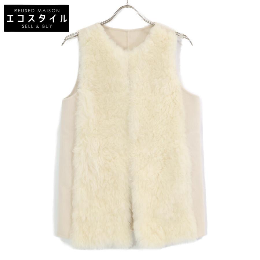 ANAYI アナイ ベスト 38 アイボリー レディース ANAYI（アナイ） 10232710080 アイボリー ゴートカシミヤ ファー布帛