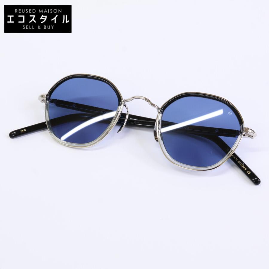 ayame アヤメ サングラス 46□24 ブラッククリア/ミッドナイトブルー 美品 ayame アヤメ HEX BKC ヘックス ヘキサゴンシェイプ サングラス