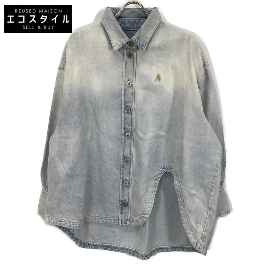THE ATTICO ジ アティコ  25SS 250WCB00068 Diana ｳｫｯｼｭﾌﾞﾙｰ ｺｯﾄﾝ ﾒﾀﾙﾎﾞﾀﾝ ﾛｺﾞ刺繍 ｱｼﾝﾒﾄﾘｰﾃﾞﾆﾑｼｬﾂｼﾞｬｹｯﾄ ブルー THE ATTICO ジ アティコ 25SS 250WCB00068 Diana コットン