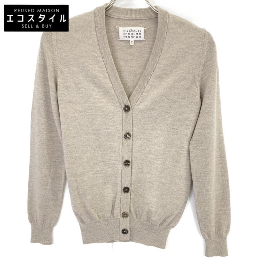 Maison Margiela グレー ウール エルボーパッチ カーディガン S 関税込☆Maison Margiela☆エルボーパッチカーディガン☆グレー