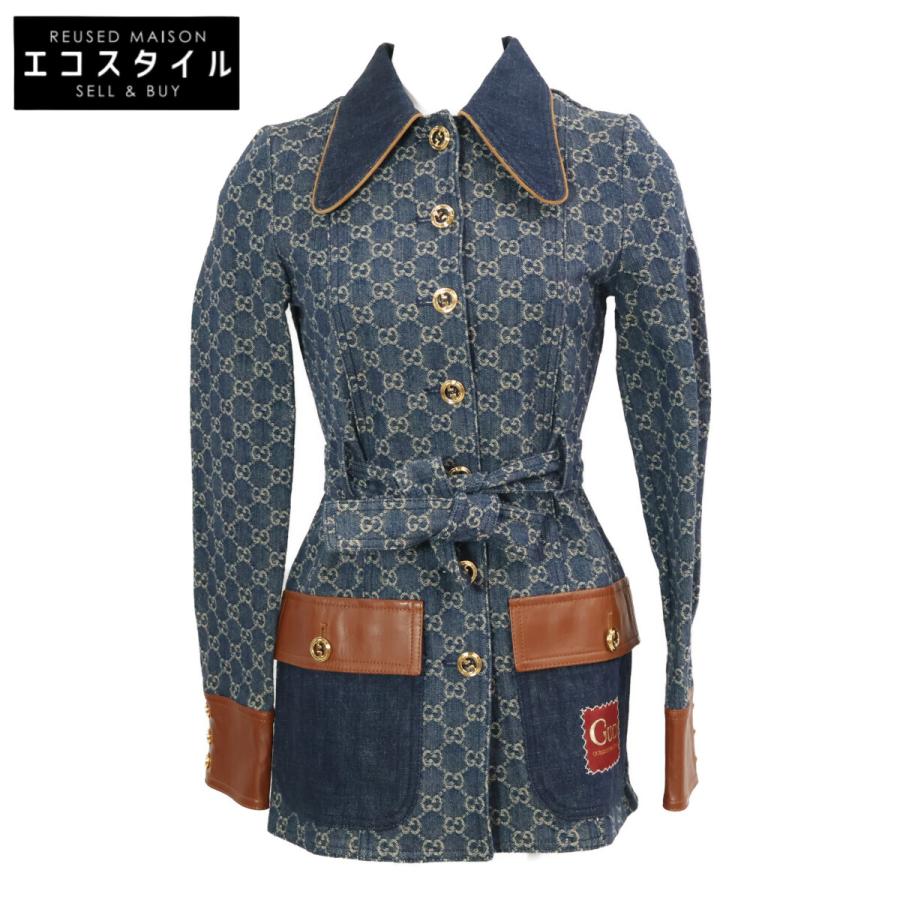 GUCCI（グッチ） 新品同様 国内正規 652658 GGデニム レザー切替
