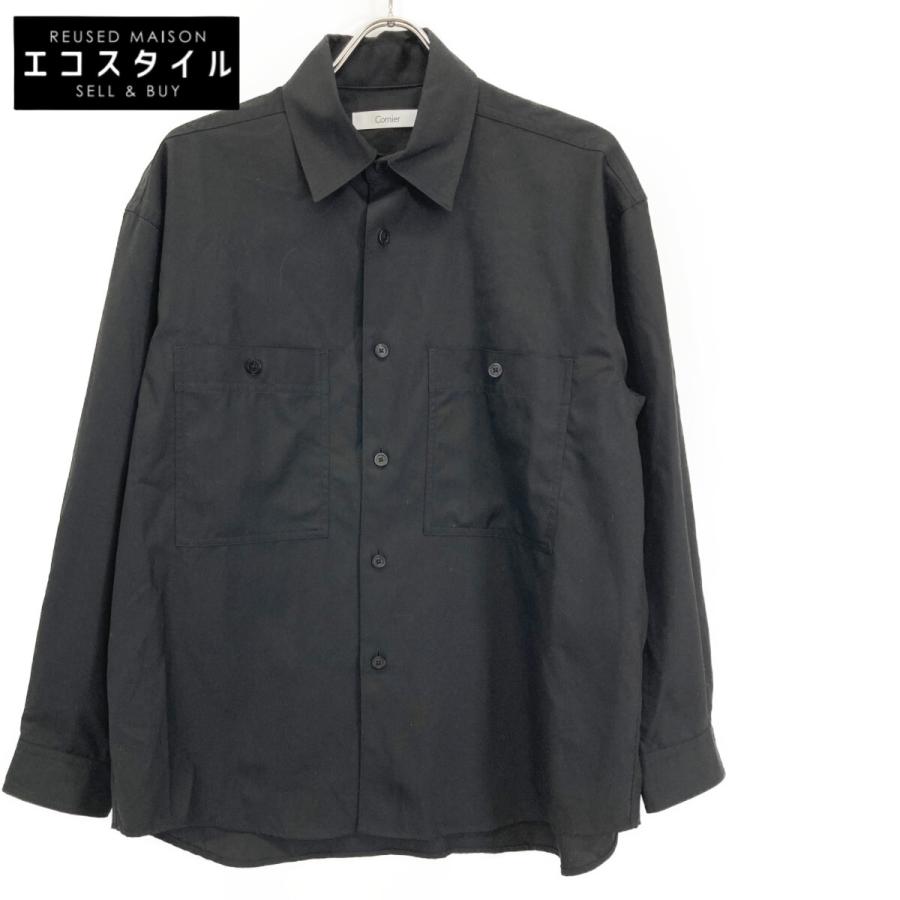 Cornier コルニエ Cornier コルニエ ブラック ウール ロングスリーブシャツ S トップス
