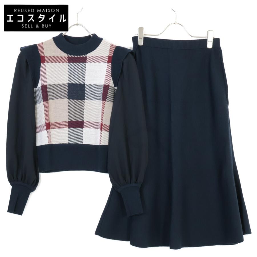 お値下げ　BLUE LABEL CRESTBRIDGE　ニット BLUE LABEL CRESTBRIDGE 23年製 ブラック シアースリーブジャガード