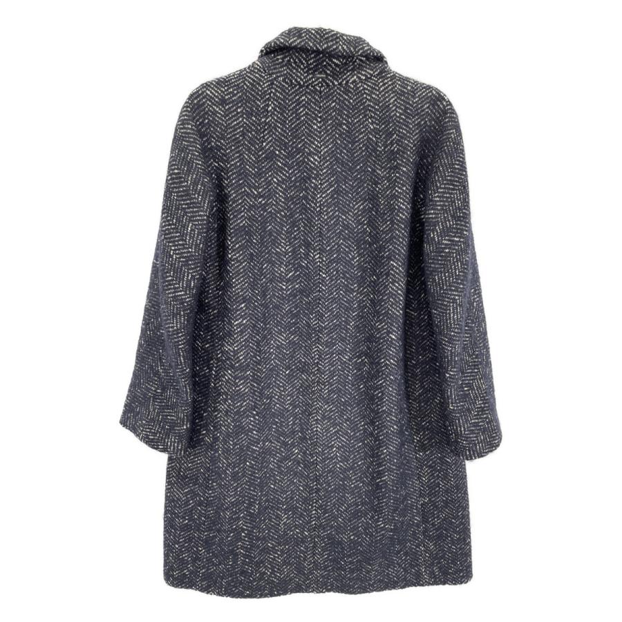 S MaxMara エスマックスマーラ ネイビー ウールアルパカ ヘリンボーンチェスターコート ネイビー 42 コート コットン レディース 中古_2