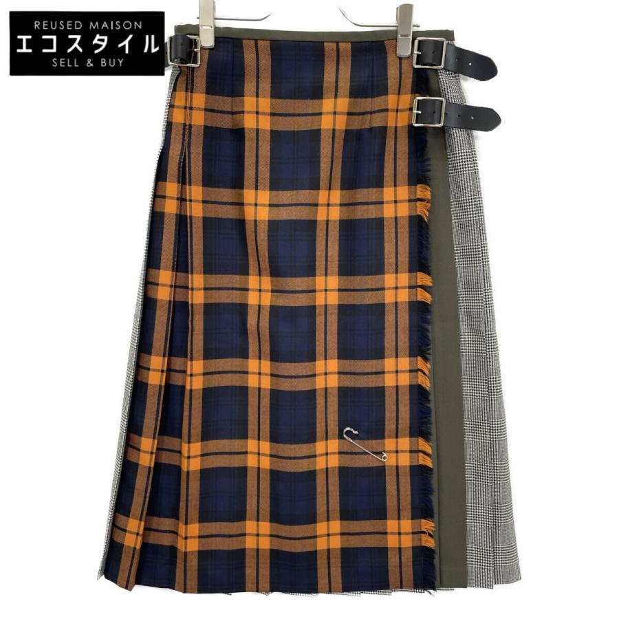 O'Neil of Dublin オレンジ×グレー コンビネーションチェックキルト