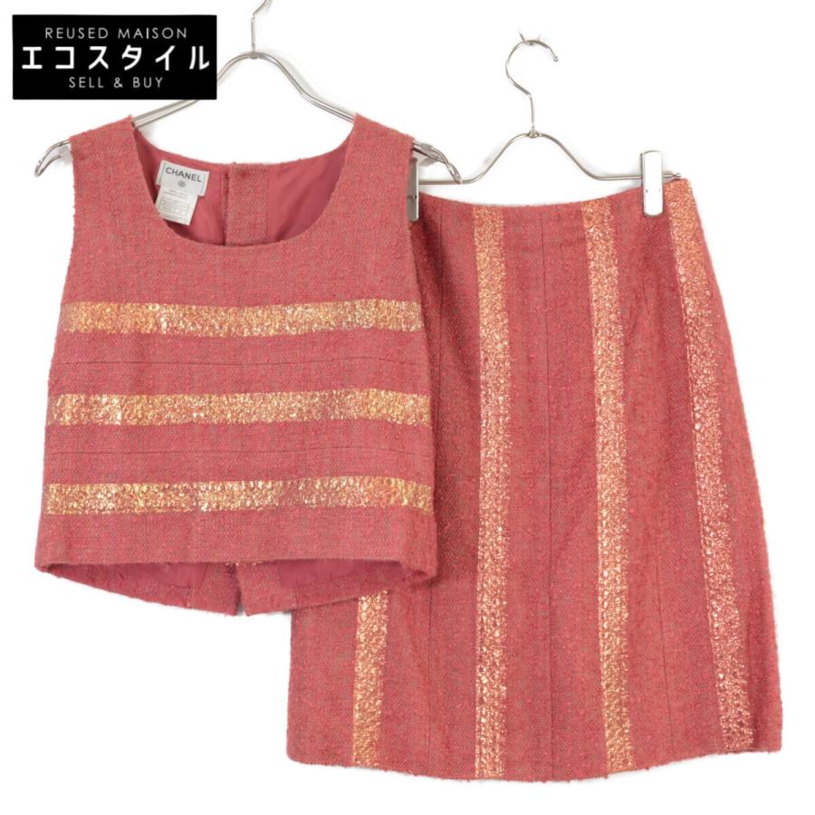 シャネル  セットアップ ノースリーブ トップス + スカート 2点セット CHANEL（シャネル） 美品/正規 99P P13196V07517 ストライプ