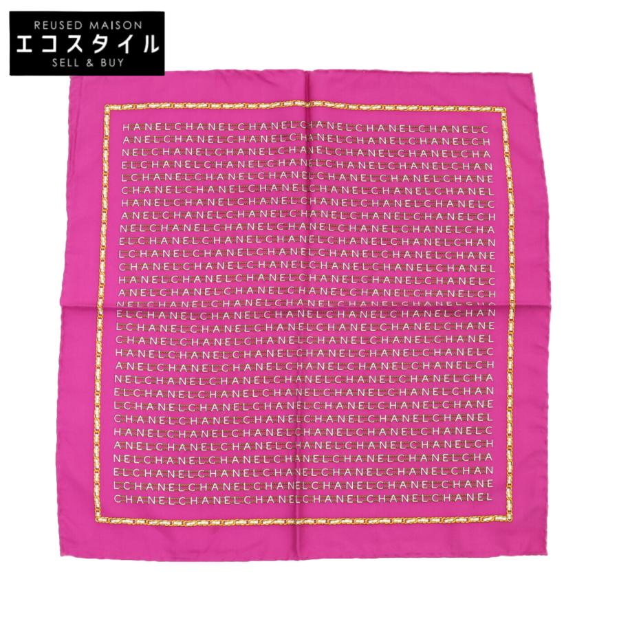 CHANEL（シャネル） 美品 チェーンロゴ 総柄 シルク バンダナ ミニ