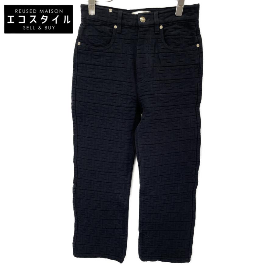 新品未使用 FENDI フェンディ ズッカ キッズ デニムパンツ 10A 150 FENDI（フェンディ） FLP797 AQ93 23年 ブラック ズッカ柄 エンボス