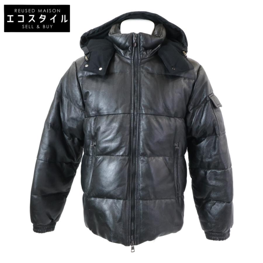 MONCLER（モンクレール） 茶タグ レザー フーデッド ダウン ジャケット